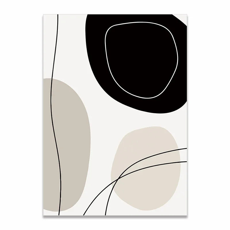 JKPICTURE Modern Art Unframed Rectangle Shaped Scandinavian Abstract HD Canvas Customized Prints/Colors-Black/Beige/White/Multicolor/3 Sizes