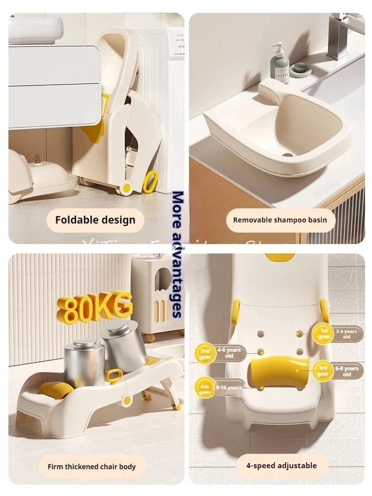 Kids 2-3 Years/Plastic Shampoo Chair/Colors-White/Beige/Yellow/Multicolor