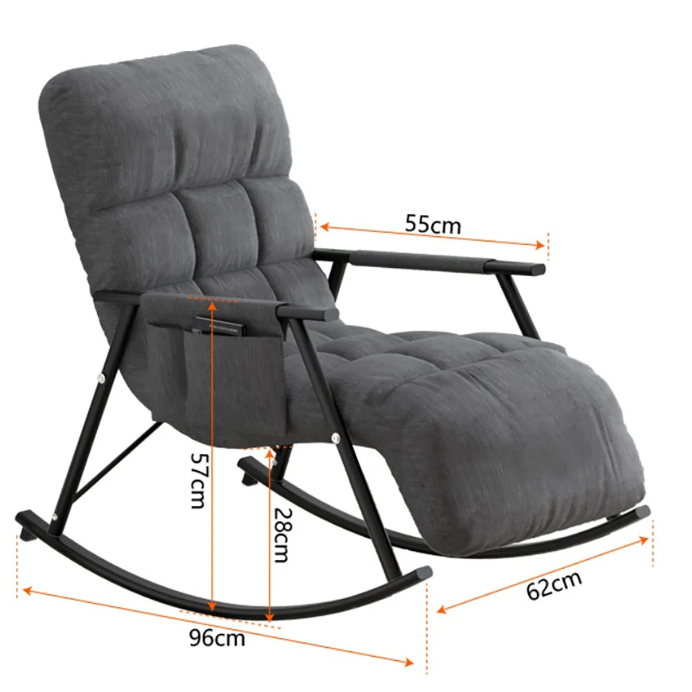 No-EN-Name-Null Indoor-Outdoor Waterproof Modern Nordic One Person Orange Soft Velvet Faux Leather Fabric Cushion Lazy Five Angle Adjustments Reclining Rocking Chairs/Colors-Orange/Beige/Gray