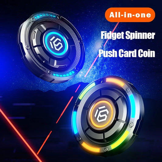 YIJOO 3 In 1 Round Aluminum Hand Twist RGB Mechanical Roulette Glowing Tricolor Switchable Lighting-Sound Effects Pushing Eye-Hand-Finger Spinning Toys/Colors-Black/Gray/Silver/Ages: Young Adults 13-18 + Years Older