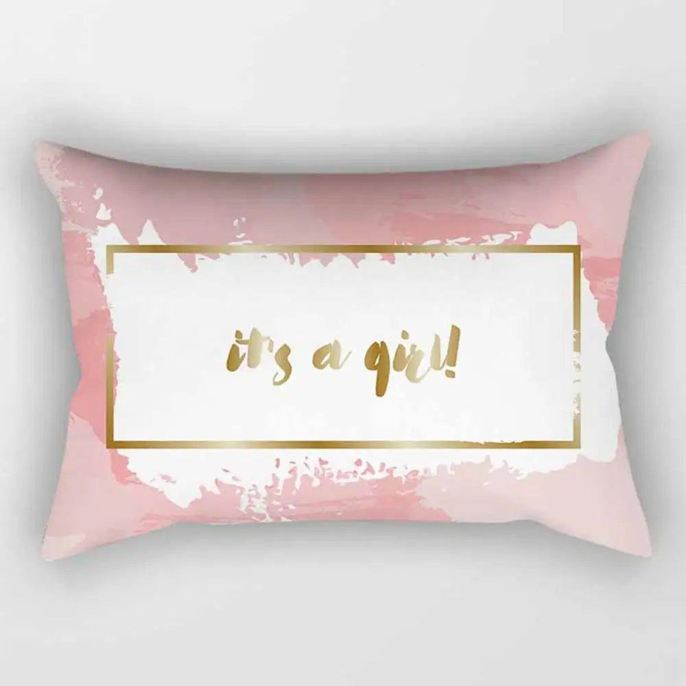 No-EN-Name-Null Modern Rectangle Single-Sided Pattern Pink Geometric Striped Polyester Peach Skin Fabric Pillowcases/Size: 30 cm X 50 cm (12 inches X 20 inches)/Colors-Striped/Geometric/Gold/Animal/White