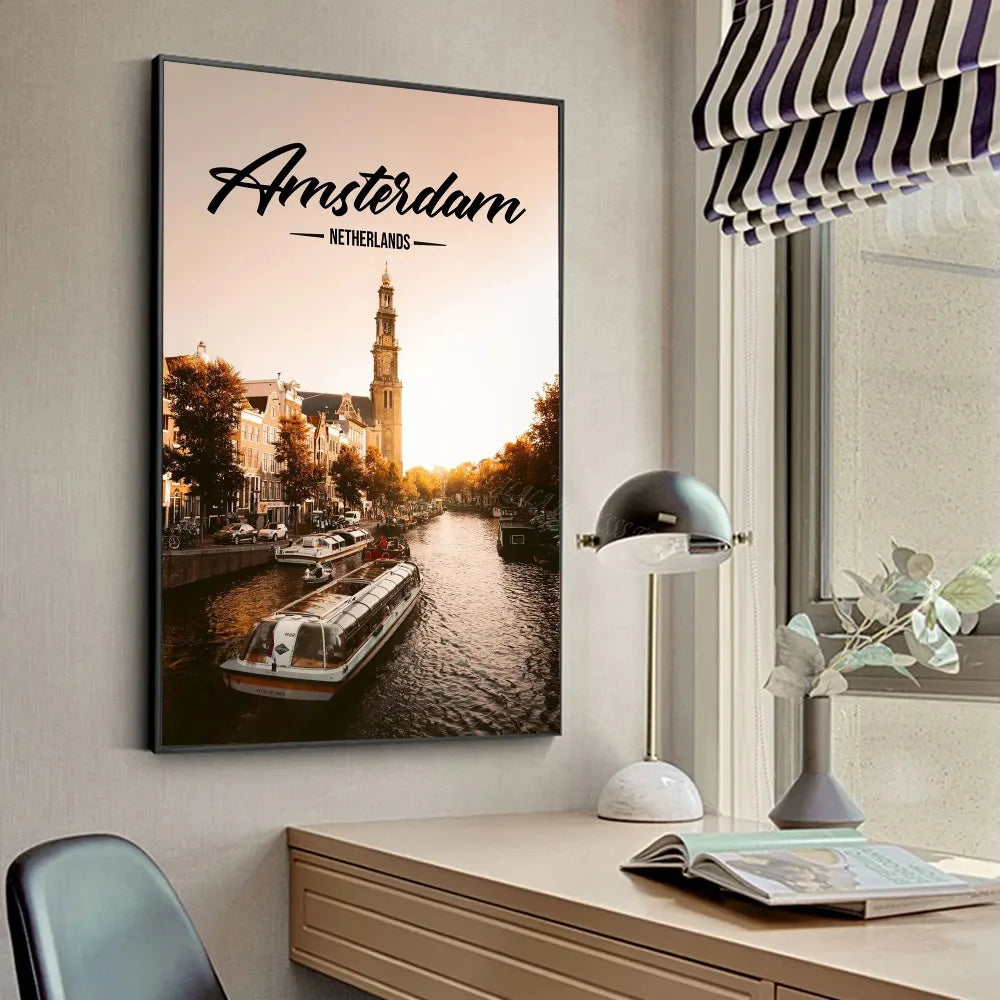 No-EN-Name-Null Modern HD Printed Unframed Different Style Customized Sizes Multicolor Famous Places Travel Cities-Kuala Lumpur-Dubai-Amsterdam-Lisbon-Wall Art Prints/Colors-Multicolor/Red/Black/Blue/Brown