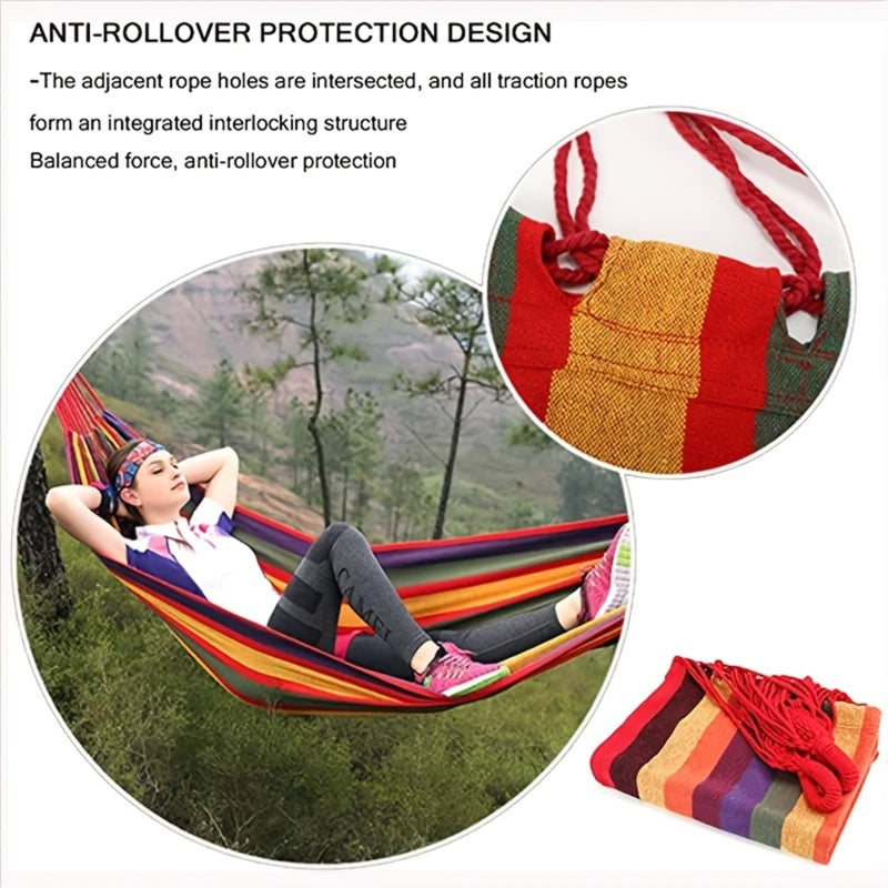 No-EN-Name-Null Outdoor One Person Portable High Strength Parachute Canvas Soft Fabric Hanging Beds Multicolor Hammocks /Colors-Striped/ Multicolor/ Red/Blue