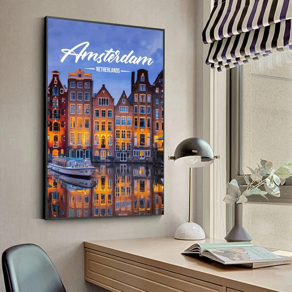 No-EN-Name-Null Modern HD Printed Unframed Different Style Customized Sizes Multicolor Famous Places Travel Cities-Kuala Lumpur-Dubai-Amsterdam-Lisbon-Wall Art Prints/Colors-Multicolor/Red/Black/Blue/Brown
