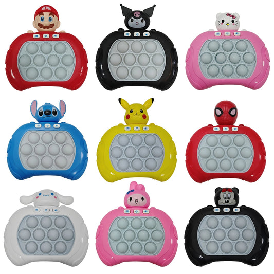 Kids Plastic Multiple Colors Cartoon Spiderman-Sanrio-Mario-Pikachu-Hello Kitty-Mickey Mouse-Stitch Fun Quick Push Bubble Blowing Fidget Toys/Colors-Red/Pink/Black/Yellow/Blue/White/Ages: 6 + Years Older
