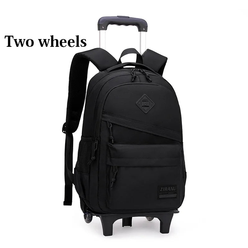NULL No-EN-Name-Null Preppy Pullable Trolley Multicolor Nylon Fabric Flap Pocket Polyester Lining Metal Zippers Free-Standing Six Wheeled School Backpacks/Shoulder Straps-Handles/External Pockets/Colors-Black/Orange/Gray/Multicolor/Brown