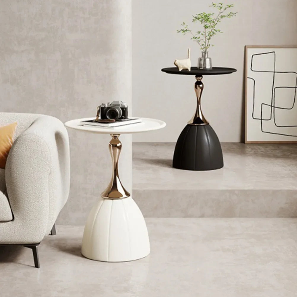 No-EN-Name-Null Nordic Modern Morocco Black-Milk White Round Shaped Iron Metal Lotus Accent Coffee Tables