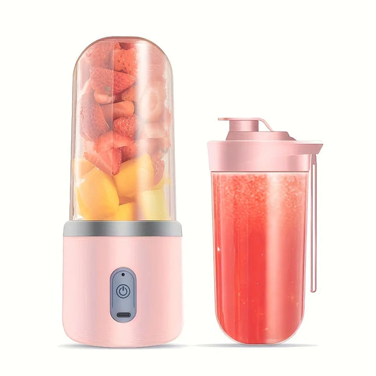Built-In USB Portable 6 Blades Automatic Pulp Ejection Electric Juicers/ Double-Single Cups/Colors-Blue/Pink