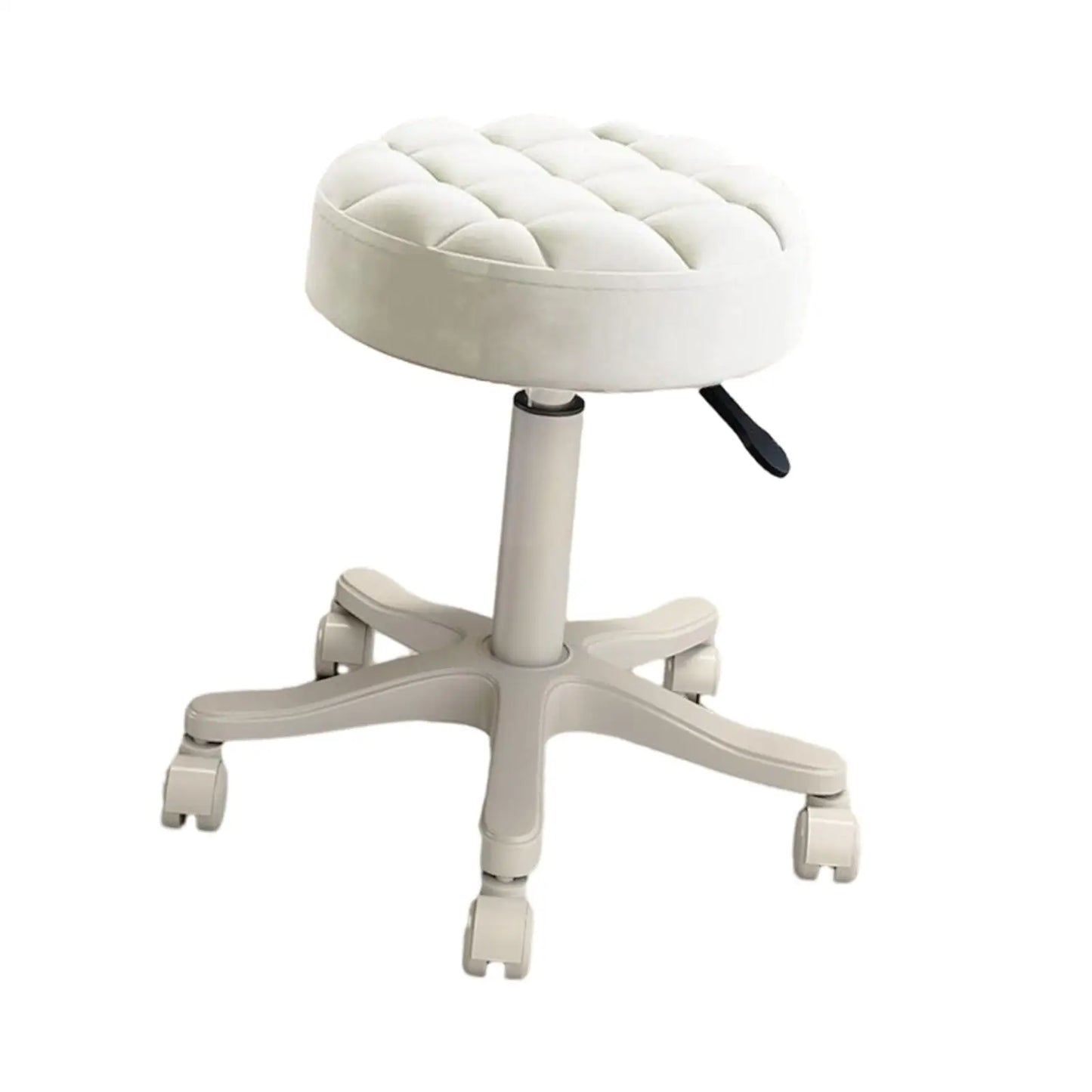 No-EN-Name-Null Commercial Grade Round Shaped Beige PU Leather Sponge Cushion Top Swivel Adjustable Height Metal Rolling 4-Wheels Adjustable Bar Stools/ Colors-Beige/White/Orange/Blue/Pink/Black