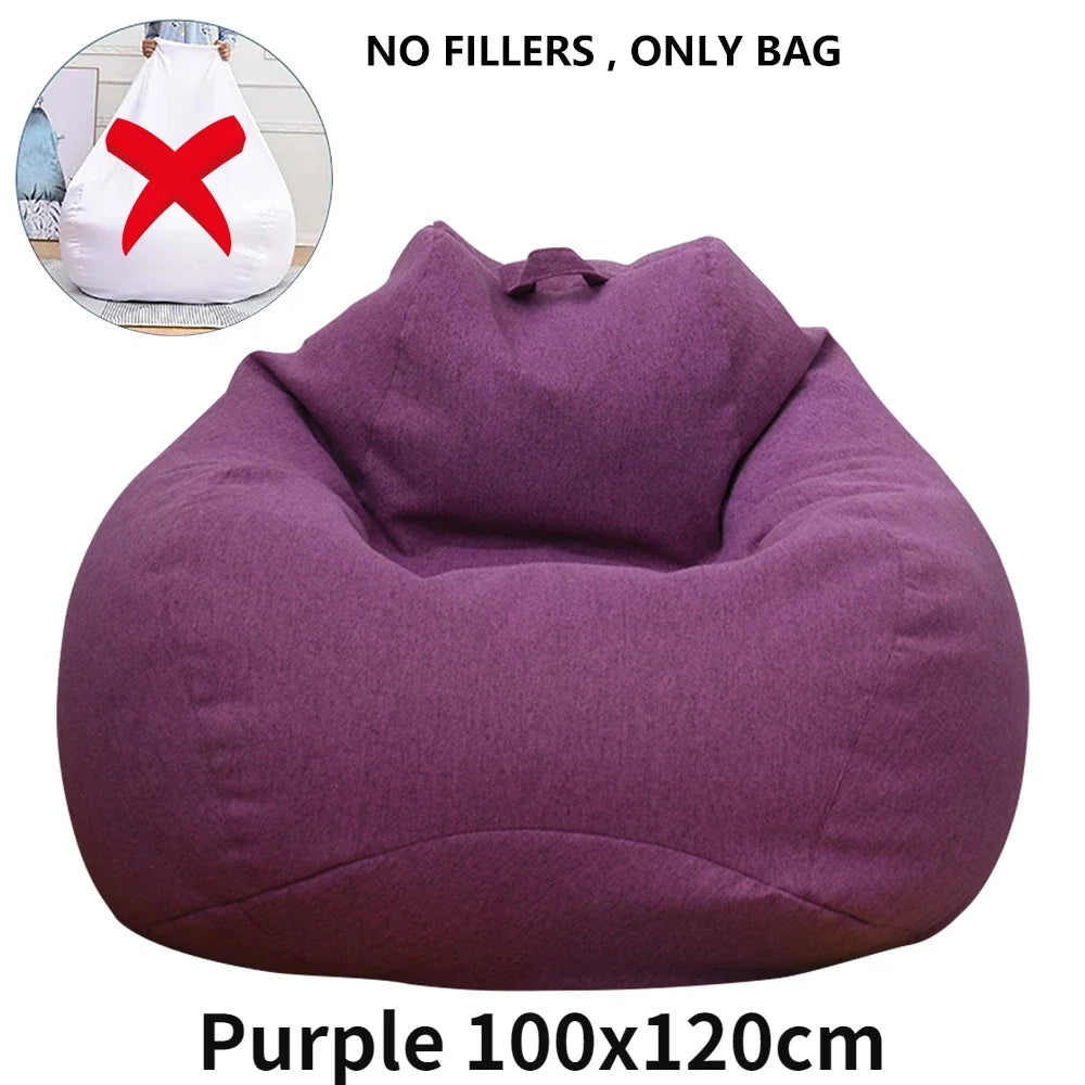 No-EN-Name-Null Adults Removable Inner Liner No Internal PS Bean Filling Large Lazy Seat Bean Bag Replacement COVERS/Color-Purple/Gray/Green/Yellow/Brown