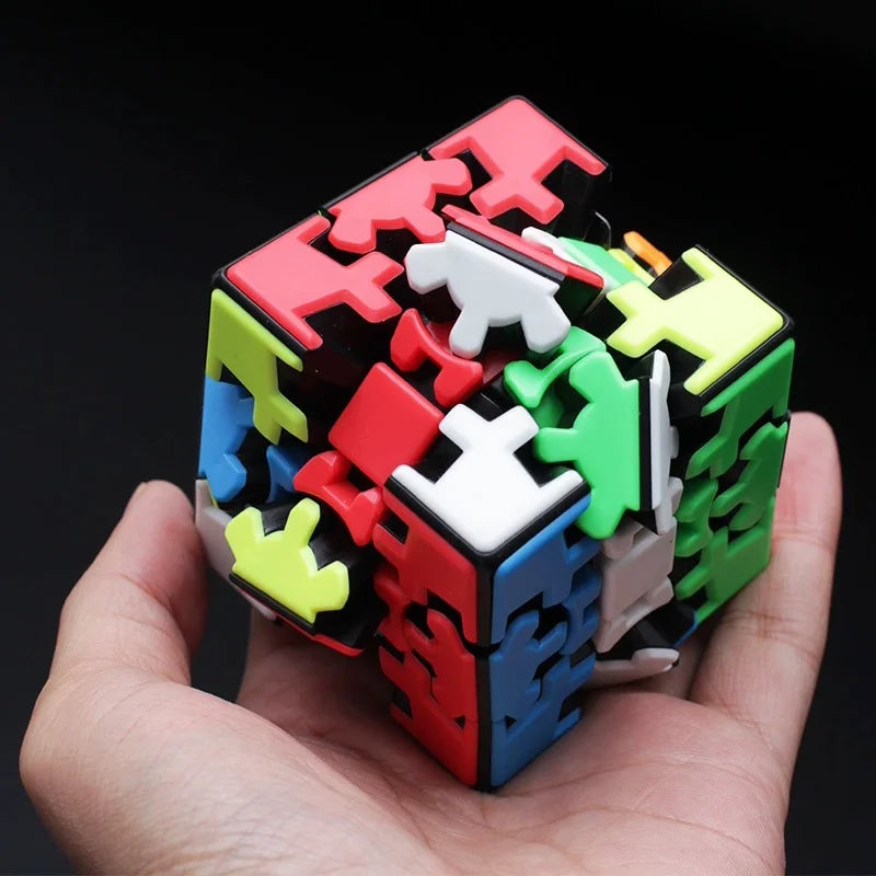 XDR Kids-Adults Medium Hard Mini Multicolor Plastic Square 3 Gear Levels Magic Twistable Stick-Less Cog Wheel 3D Sequential Rubik Cube Mechanical Puzzles Toys/ Ages 3-14 Years Old + Older/Colors-Red/Black/Orange/Multicolor/Geometric