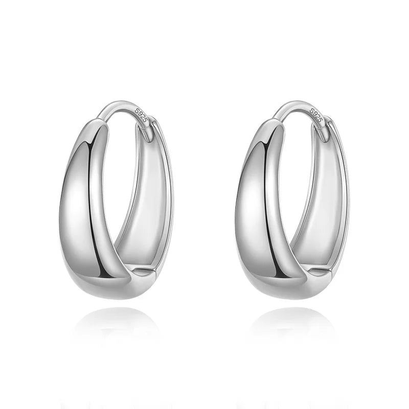 TRUSTDAVIS Adult Women Fine Sterling Silver-Gold-Plated Round Metal Hoop Earrings