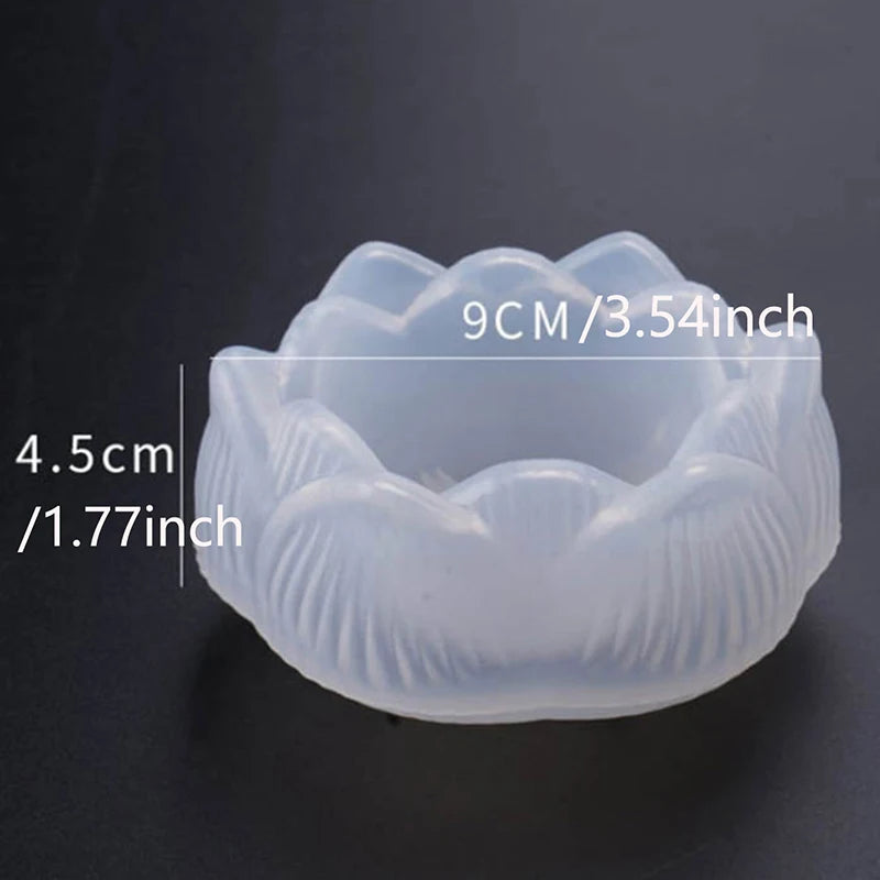 No-EN-Name-Null DIY Small Floral Two Lotus Flower Shaped Tea Light Candleholder White Milky Silicone Craft Molds