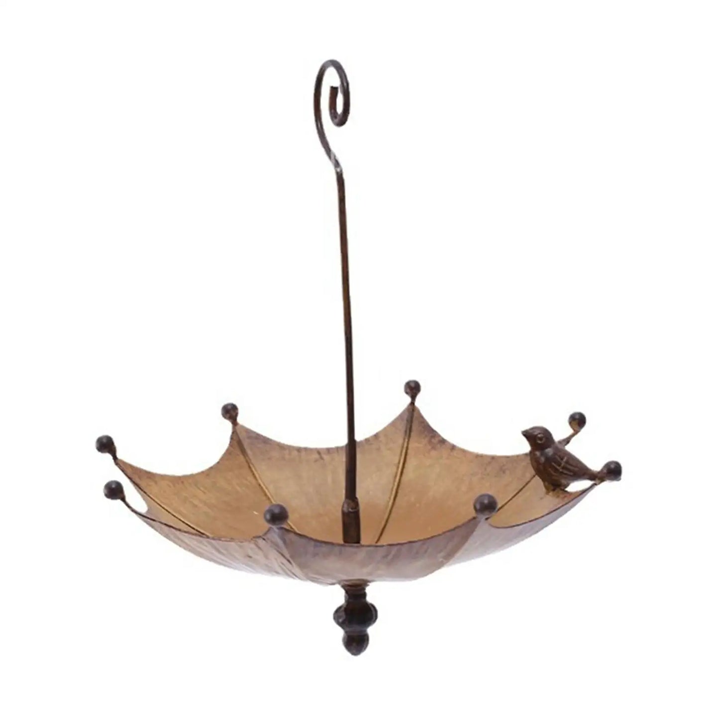 KESOTO Outdoor Garden Hanging Iron Stainless Steel Upside Down Brown-Bronze Umbrella Shaped Bird Bath-Bird Feeders