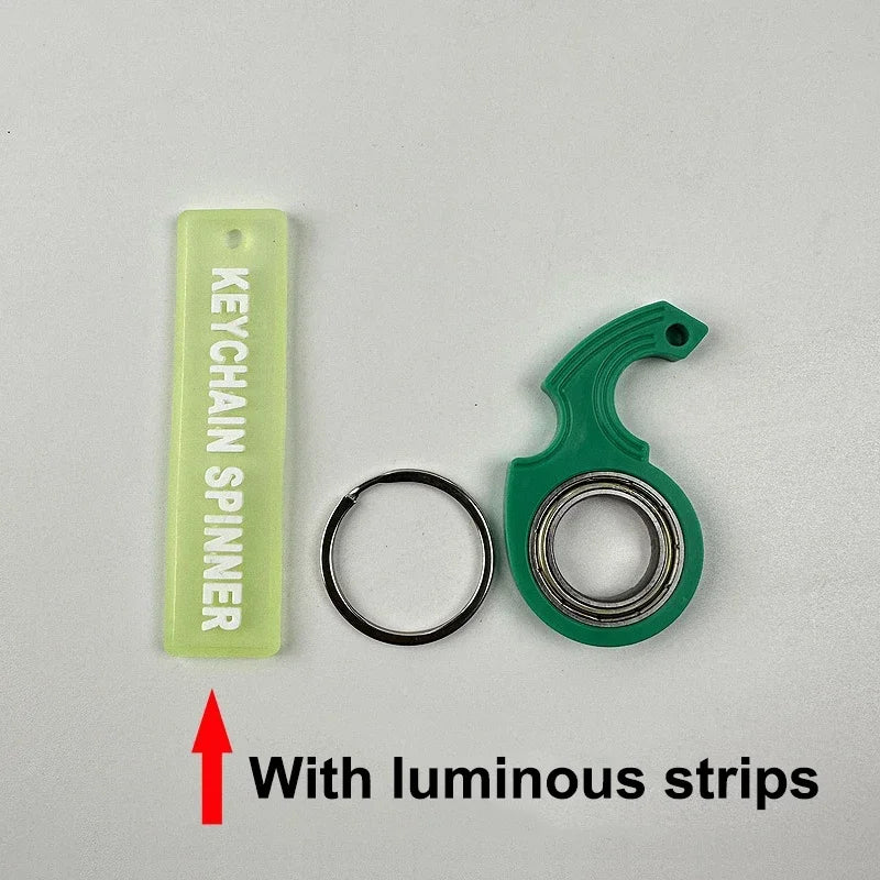 GSF Kids-Adults Multicolor Plastic Round Metal Ring Keychain Spinner Toys/ Ages : 6-18+Years Old/Colors-Black/Blue /Red/Green