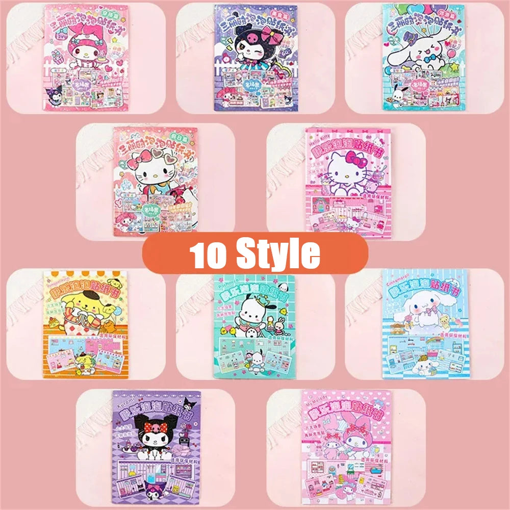 JOYTOP Kids 10 Styles Plastic Multicolor Cute Cartoon Sanrio Quiet Home Landscape Cardboard Sticker Books/Colors-Yellow/Pink/Pink/Purple/Blue/Multicolor/Ages: 3-14 Years Old-Older