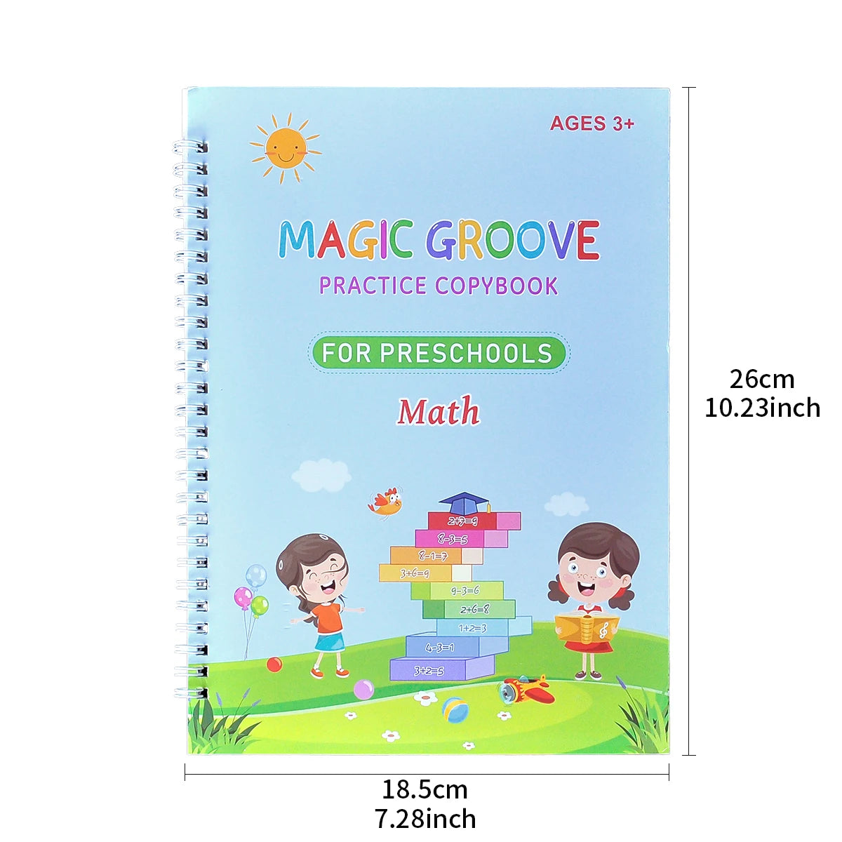 No-EN-Name-Null Kids 4 PCS Multicolor Plastic Reusable Magic Grove Practice Copybook For Preschoolers-Math-Drawing-Alphabet-Numbers Educational Reading Toys/Colors-Multicolor/Blue/Green/Pink
