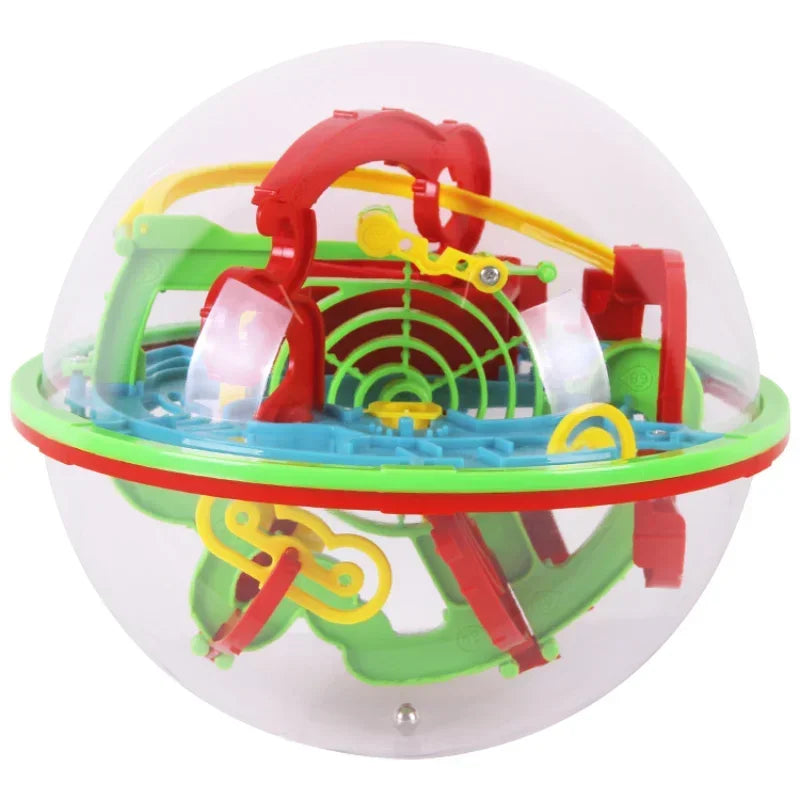 MOONBIFFY Kids-Adults Clear Round Red-Green-Yellow-Blue Plastic Structures Inside 3D Disentanglement 299 Steps IQ Maze Magnetic Mechanical Puzzle Balls/ Ages: 3-14 Years Old + Older/4 Styles /Colors-Red/Clear/Multicolor
