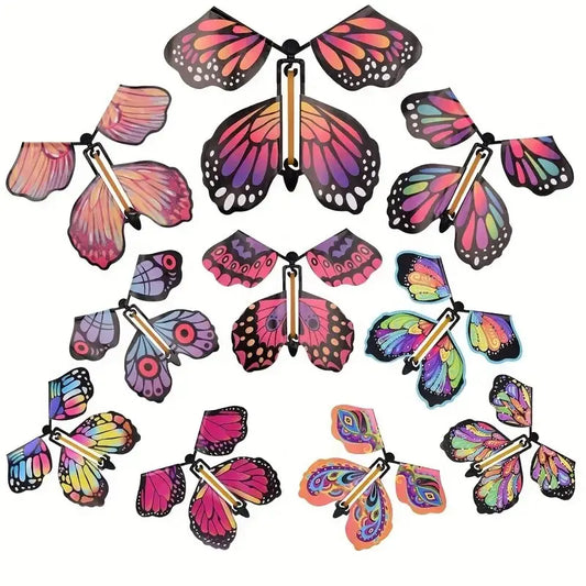 NULL Kids 10 PCS Plastic Floral Multicolor Dots Funny Wind-Up Rubber Band Flying Butterflies Books Educational Toys /Ages: 3 Years Old-Older