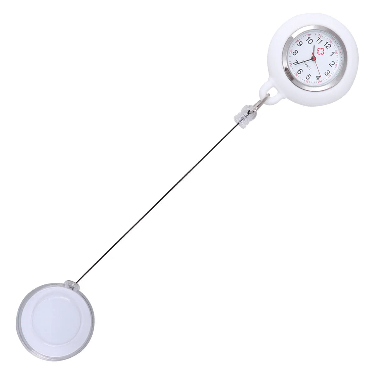 No-EN-Name-Null Adults Digital Black-White Silicone Cover Retractable Luminous Markers Hanging Badge-Reel Clip-On Locked Metal Alloy Pin Attachment Nurses-Doctors Fob Pocket Watches
