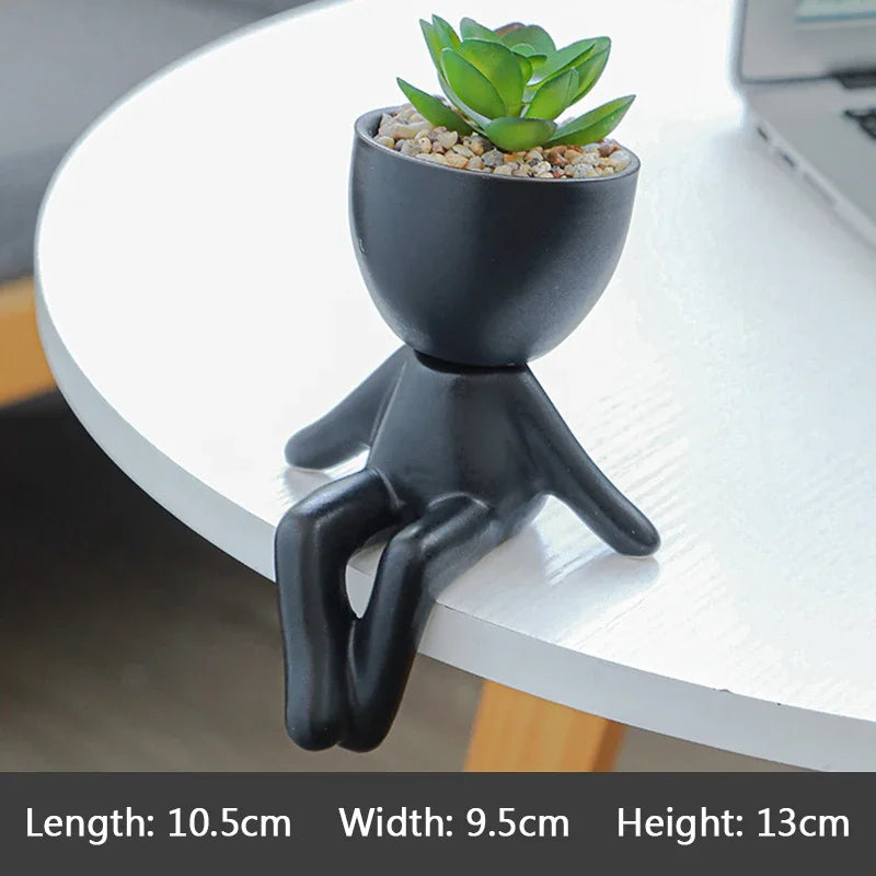 Creative Cute Imitation Humanoid Ceramic Flower Pot Succulent Planter Crafts Vase Home Decoration Personalized Gift Wholesale