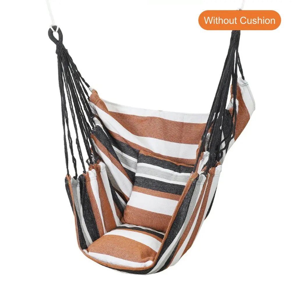 No-EN-Name-Null Outdoor-Indoor One Person Striped Black-Gray Canvas Fabric Hanging Swinging Hammock Chairs