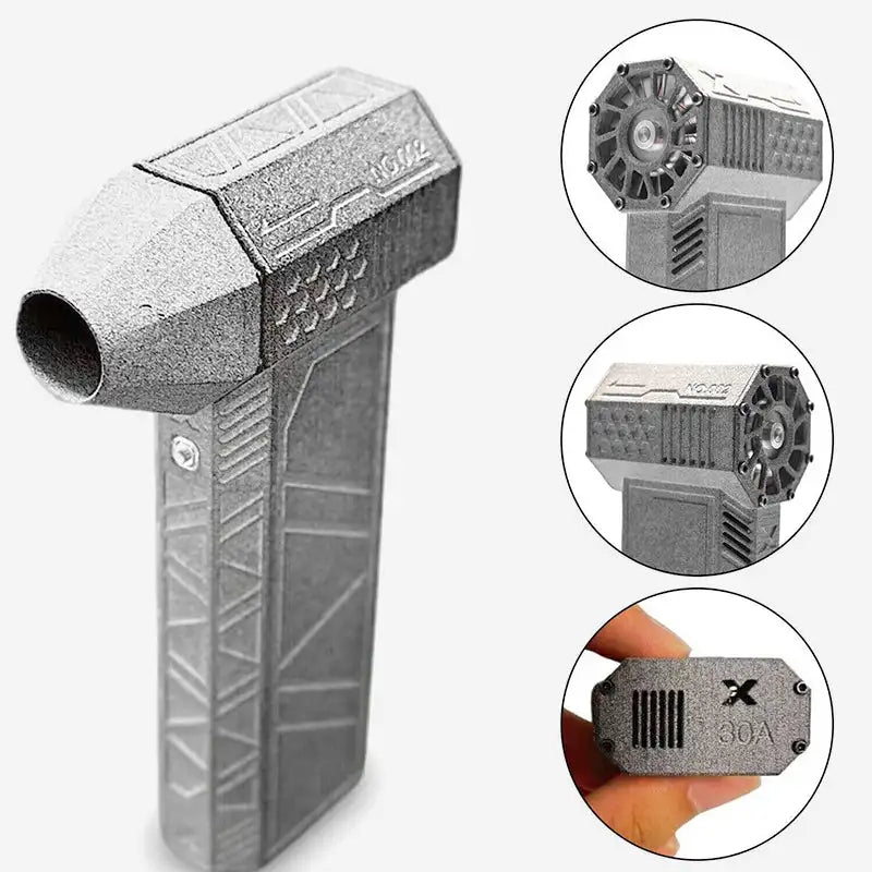 ISFRIDAY Mini Handheld Quiet Geometric Gray-Black Turbo Jet Air Flow Powerful High-Speed Blower Powered Hand Fans-Misters /Type-C Fast Charging Port