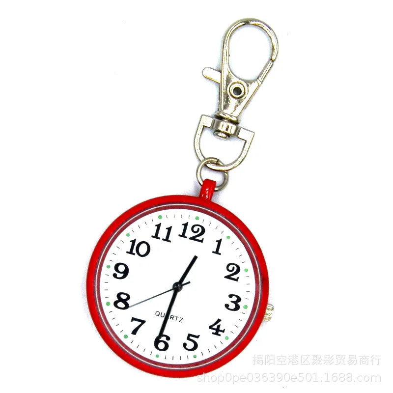 NULL All Ages Antique Tiny Stainless Steel Metal Blue Round Shaped Quartz Glass Face Arabic Numeral Markers Analog Display Silver Clip-On Keyring Pocket Watches /Colors-Black/Silver/Blue/Pink/Purple/Red/Gold/Brown