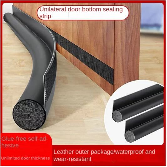 Non-Self-Adhesive Sound-Wind-Light-Bug Proof Cuttable Velcro PU Fabric Under Door Acoustic Round Foam Sealing Strips/Colors-Brown/Gray/Black/White