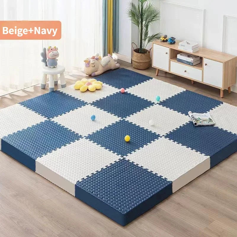 Kids 16 PCS Set Foam Playmats Non-Slip Foldable BPA-Free Phthalate-Free EVA Protection Leaf Grain Mats/Colors-Blue/Navy Blue/Pink/Black/Gray/Beige/Brown/White/Checkered/Floral/Geometric/Multicolor/Ages: Newborn 0-24 + Months Older