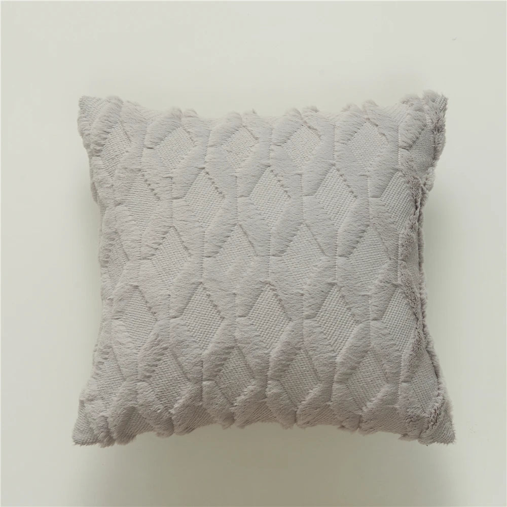 Soft Gray Plush Pillow Cover Cozy Cushion Cover 45x45cm Home Decor Throw Pillow Cover Living Room Bedroom Sofa Christmas