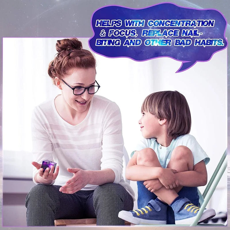 MEADE Teens-Adults Blue-Purple Plastic Square Transformable Twistable Fingertip Anti-Stress 3D Space Theme Flip Infinity Cube Mechanical Puzzle Toys/Ages: 13-18 Years Old Adults /Colors-Blue/Purple/Multicolor