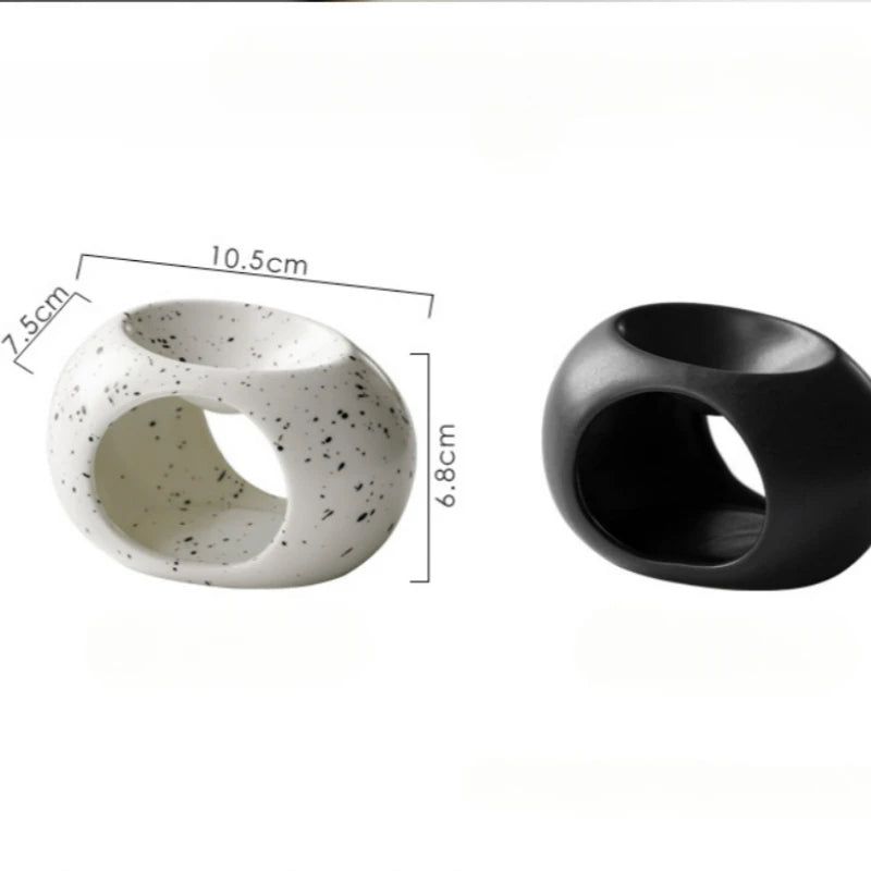 PDQ Modern Ceramic Black Speckled Dots-White Round Shaped Heating Aromatherapy Oil Plate Hallow-Out Tea Light Candle Holders