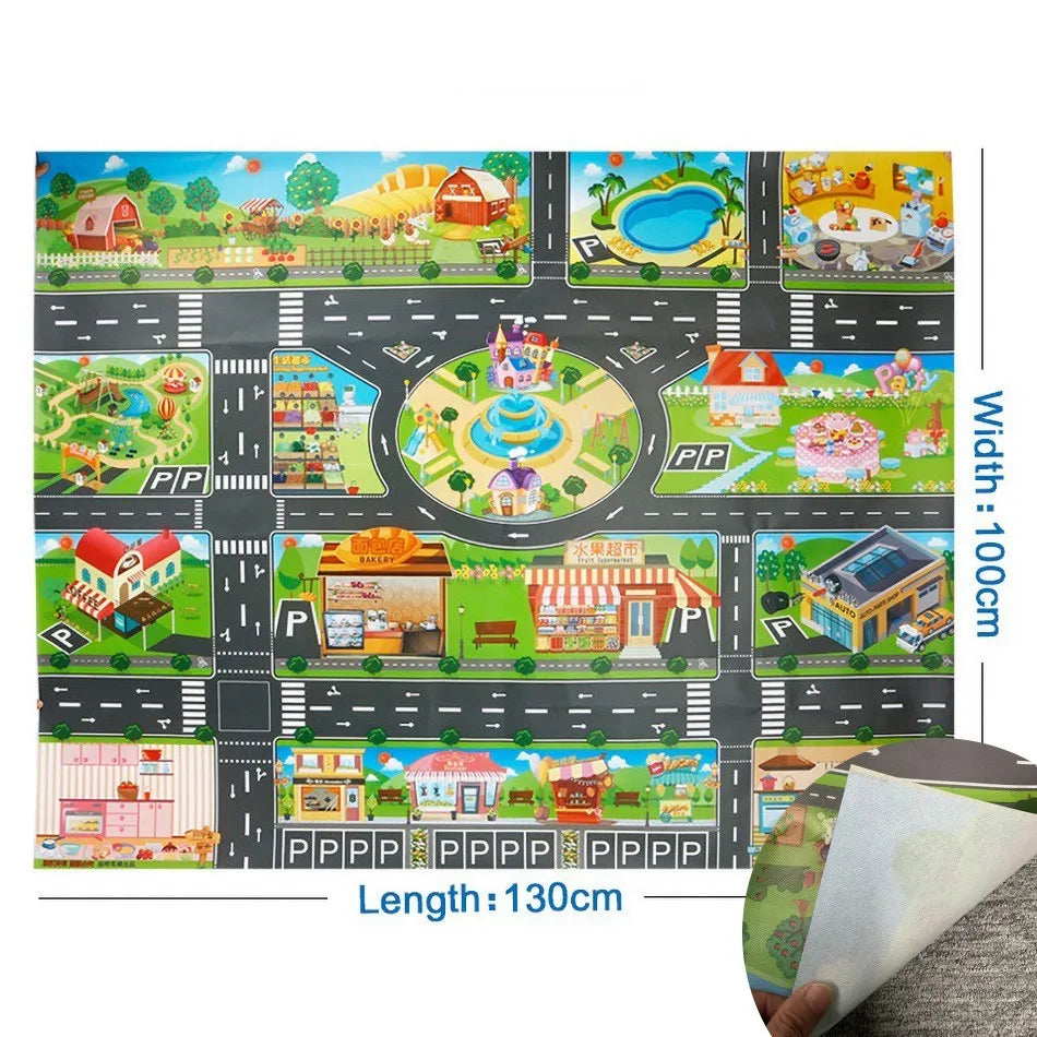 No-EN-Name-Null Kids Waterproof Foldable Rectangle Educational Developmental Multicolor Farm Animals-Dinosaurs-Life Dino Park Road Maps Crawling Plastic Play Mats/Ages: 3 Years Old + Older/Colors-Multicolor/Animals/Size: 100 x 130cm