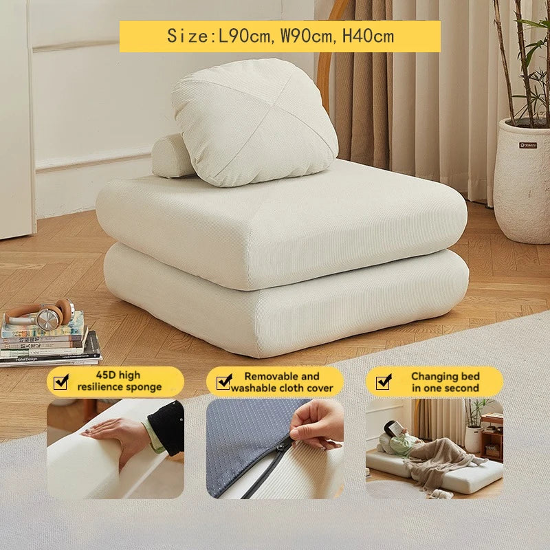TATAMI Modern Corduroy Pattern Bean Bag Soft Velvet Fabric Cushions Medium Firmness Sectional Sofas/Green/Light Gray/Off White/ Orange/Yellow/Green