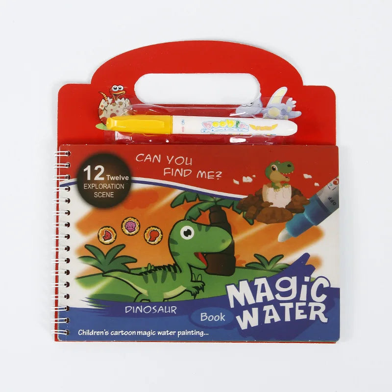 No-EN-Name-Null Babies-School-Age Kids 12 Scenes Magical Watercolor Pen Painting Multicolor Plastic-Cardboard Paper Early Educational Learning Reusable Drawing-Coloring Books-Pads /Ages: Newborn-School-Age Kids/Colors-Multicolor/Red/Green/Blue/Animal