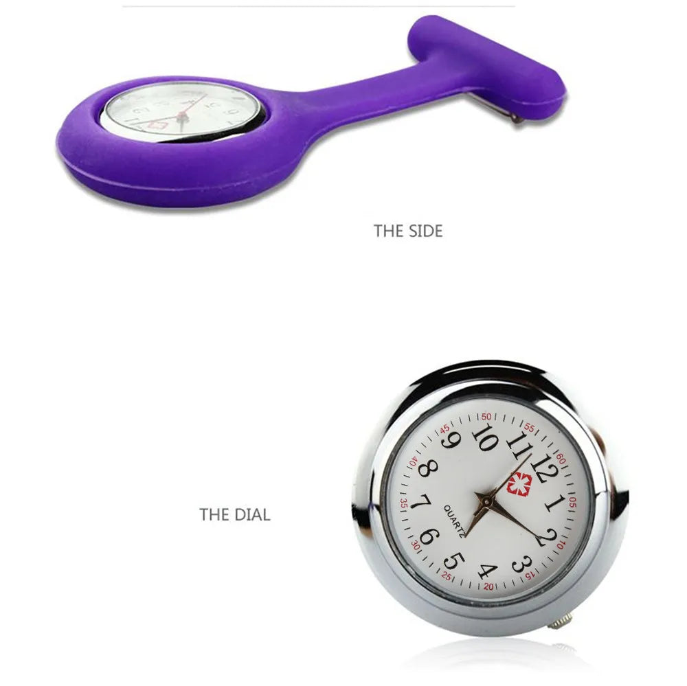 No-EN-Name-Null Adults Waterproof Quartz Small Acrylic Face Round Analog Display Yellow Silicone-Rubber Cover Metal Case Locked Pin Pocket Watches/Colors-Red/White/Yellow/Light Blue/Orange/Pink/Purple/Black/Blue/Light Green/Batteries Included