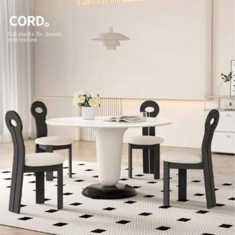 Upholstered French Cream Style Solid Wood Dining Hard Backrest Chairs/Colors-Black/Beige/Brown