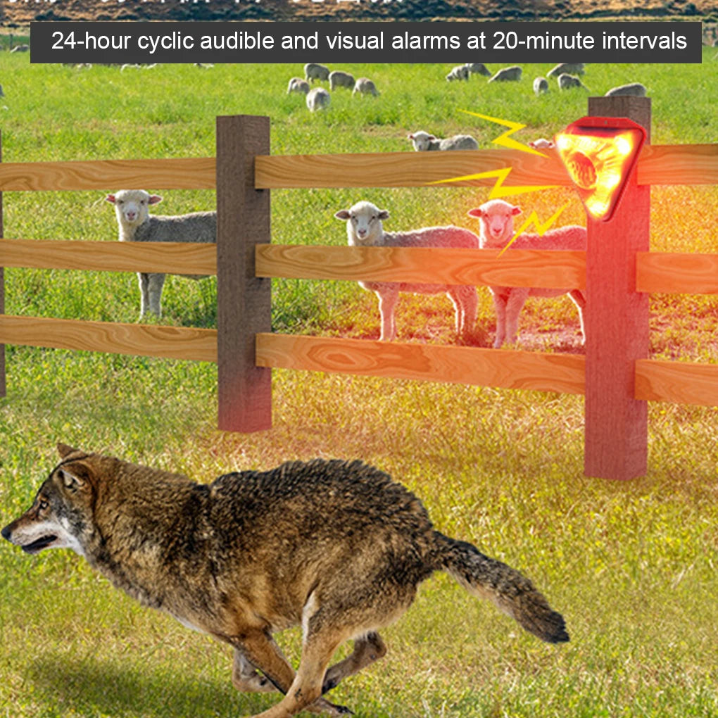 No-EN-Name-Null Outdoor Waterproof Red-Black Triangle Plastic Six LED Solar Alarm Light Four Modes Sensor Flashing-Light Sounds Repels Wild Animals Detector 24-Hours Interval 10-20 Minutes Cycles Home Alarm System/LED BULBS INCLUDED
