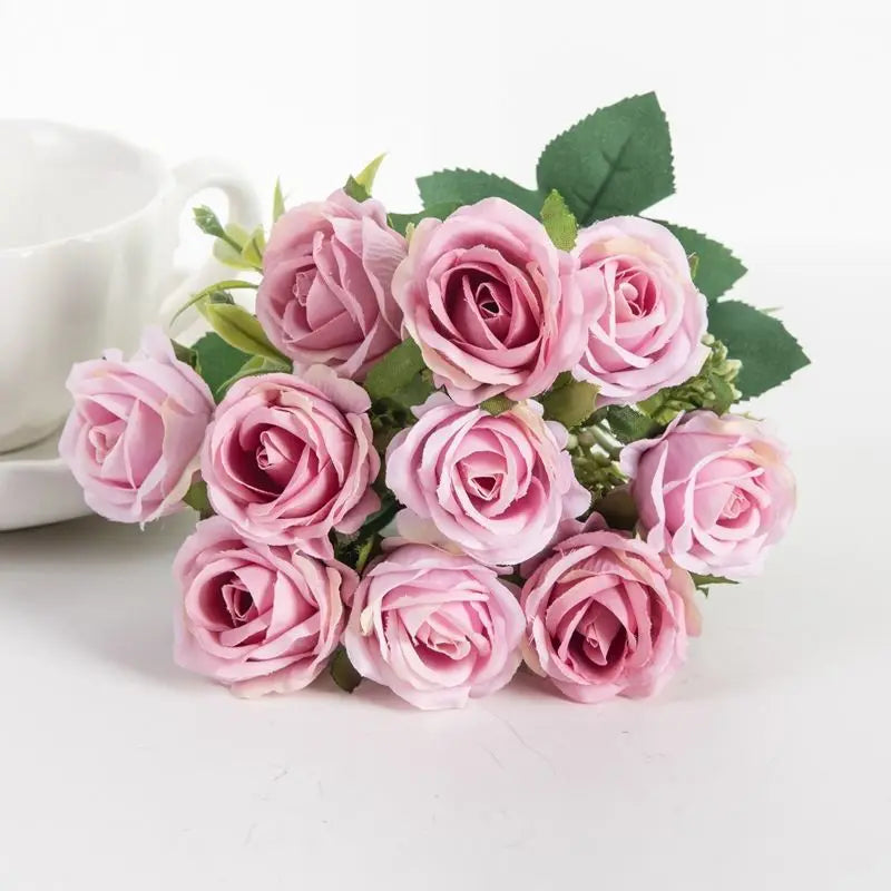 Artificial Silk Bouquet  Begonia Peony Plants/Colors-Beige/Red Rose/Pink/Red/White/Light Pink/Purple/Burgundy