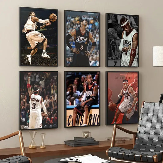 MAISTO Modern Waterproof Unframed HD Printed Multicolor Rectangle Shaped Basketball-Allen Iverson Sports Posters/Colors-Multicolor/Black/Fade-Dirt Resistant/Adhesive Tear-Stick