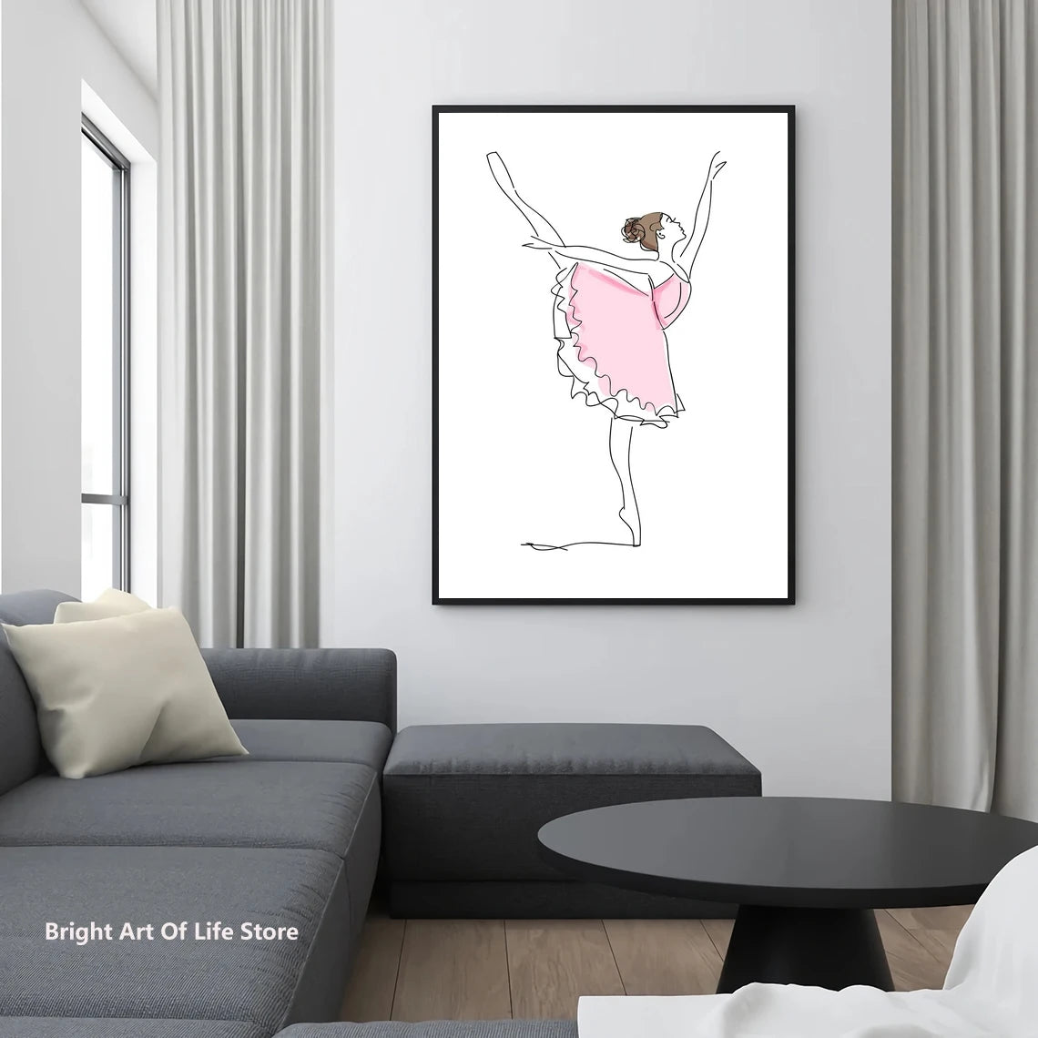 No-EN-Name-Null Modern Unframed Rectangle Waterproof Oil Canvas Pink-White Dancing Ballerina Ballet Dancer Art Posters