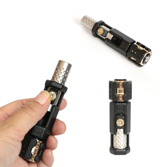 AHHLCLT Handheld Mechanical Hardcore Long Round Rectangle Black-Silver-Gold Metal Dissipation Musketeers Gun Bolt Spinner EDC Haptic Push Slider Stress-Relieving Executive Toys/Ages 18 Years Old + Older