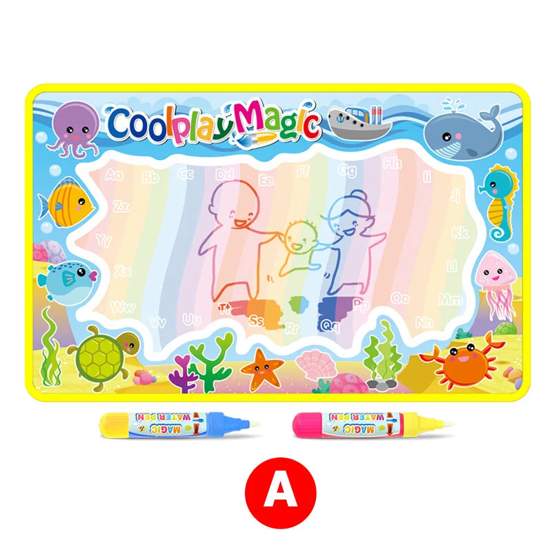 COOLPLAY Kids Double-Waterproof Multicolor Rectangle Soft Polyester Fabric TC Cotton Cloth Magic Animal Themes Rainbow Water Ink Learning Drawing Board Mats Toy Drawing Tablets /2 Pens/Just Add Water/Multicolor/Animal/Ages: 3-12 Years Old-Older