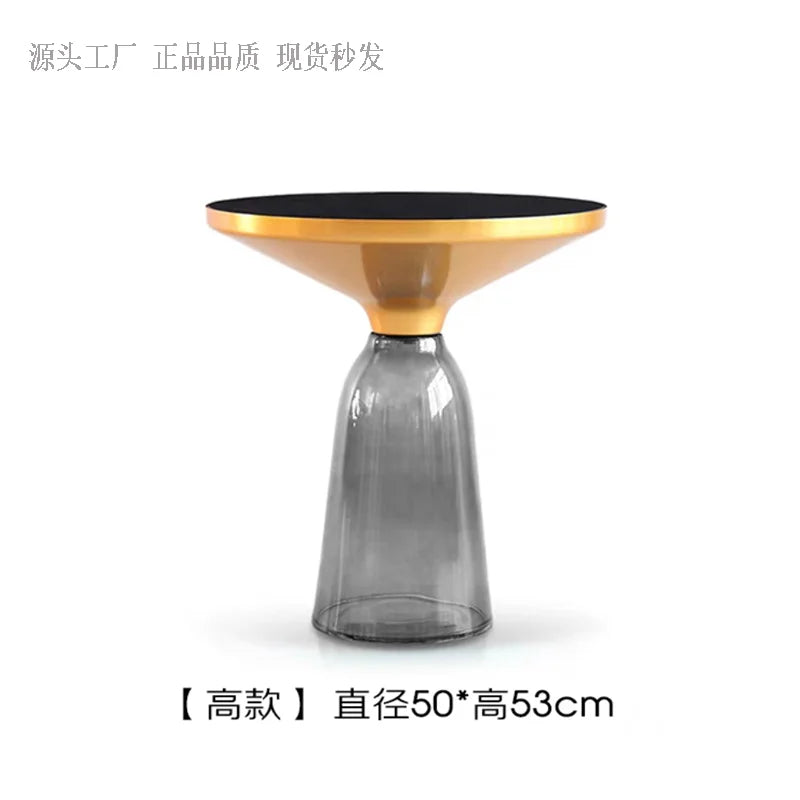 No-EN-Name-Null European Retro Multicolor Oval-Round Solid Glass Tea-Coffee Tables/ Size-50x53cm