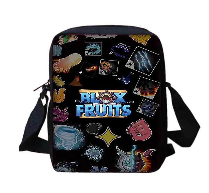TOPTOY Kids Large Waterproof Multicolor Nylon Fabric Cartoon Smiling Fruit Critters Double Zippers Polyester Lining Shoulder Straps-Handle School Backpacks Sets/Pencil Bags/External Pockets/Colors-Multicolor/Black/Purple