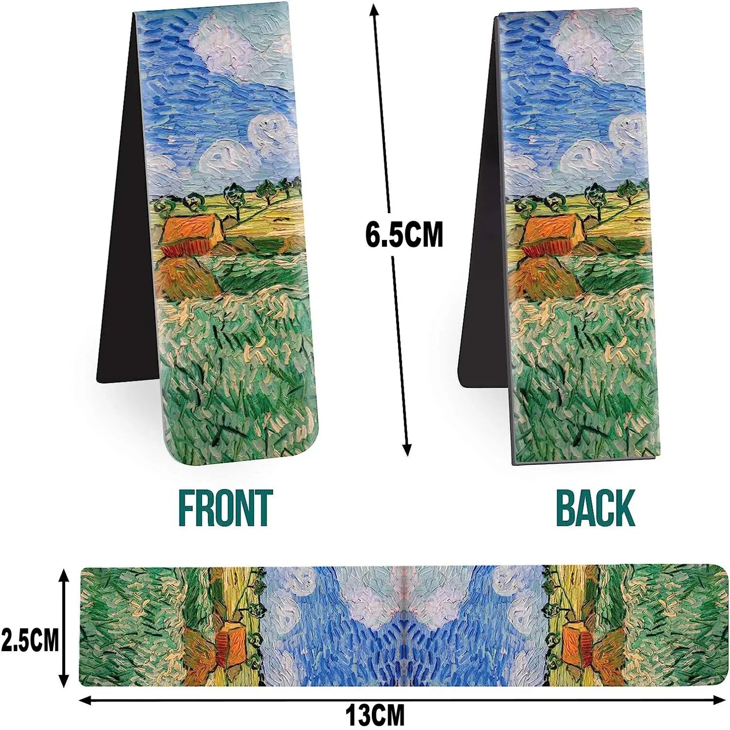 Modern 4 PCS Famous Artistic Van Gogh Multicolor Rectangle Shaped Four Different Impressionist Paintings Magnetic Page Clips Paper Bookmarks Sets