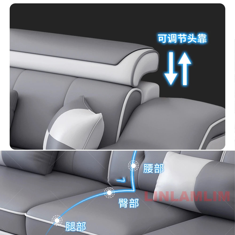 MANBAS Modern Gray U-Shape Corner Medium Firm Soft Comfortable Fabric Sectional Sofa Sets/ Chaise Lounge/ Bluetooth Speakers/ USB Charging Ports/4 Stools/Colors-Blue/Dark Blue/Dark Gray/Light Gray/Off White/Beige/NO Table