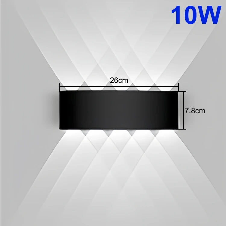 IQSCI Outdoor-Indoor Modern Waterproof Black-White Rectangle Shaped ABS Plastic Body AC-Powered Wall-Mounted Up-Down LED Lights Wall Light Fixtures