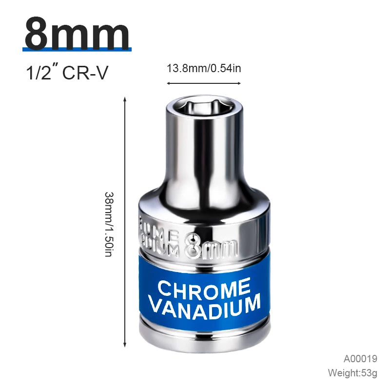 NIUXIANG Blue-Silver Chrome-Plated Steel Deep Impact Anti-Slip Card Slot Design 1/2 Hex Drive Socket Sets